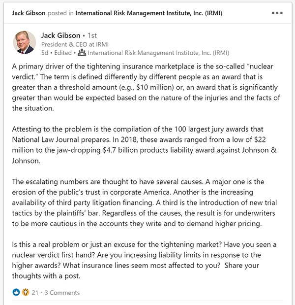 Five Thoughts on Social Inflation